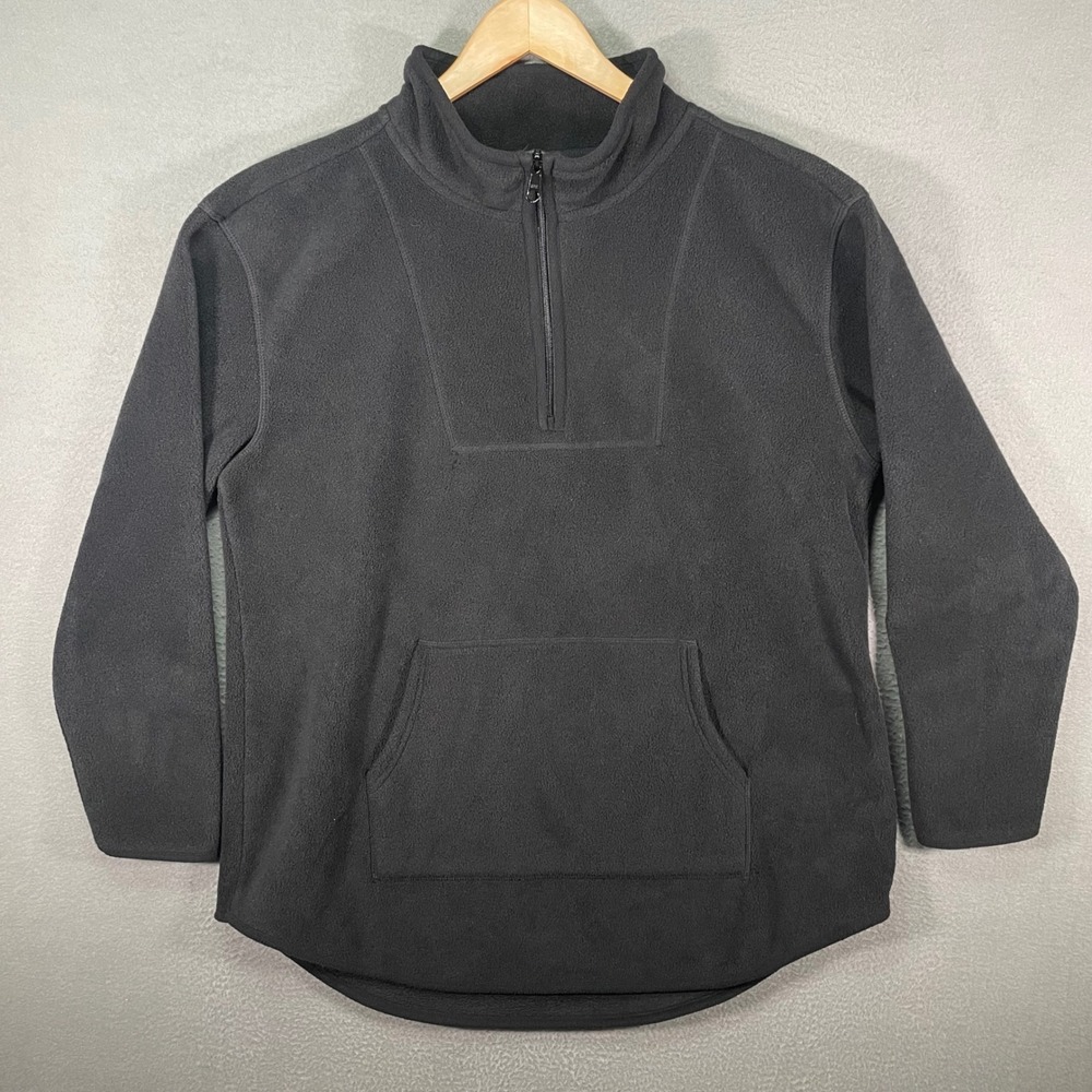 Style&Co Fleece Pullover Mens XL Black Excellent Mock Neck Quarter Zip FA24